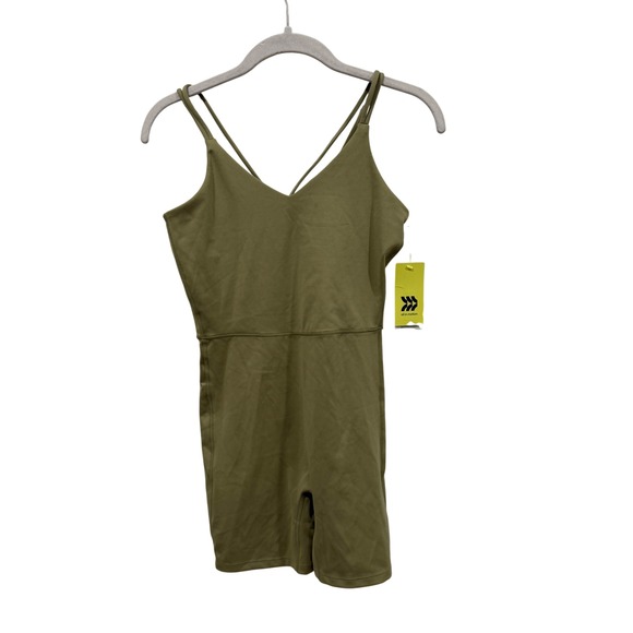all in motion Pants - All in Motion Olive Green Short Bodysuit Brushed Sculpt Athletic Romper Small